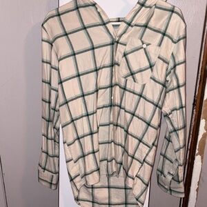 Wonder Nation Green and Cream Plaid Button Down Shirt